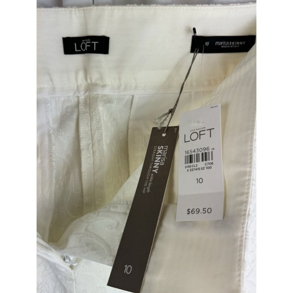 Ann Taylor LOFT Marisa Ankle Pants 10 Jacquard Floral Off-White cocktail 65-35 - Picture 8 of 15